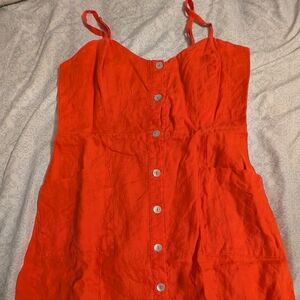 Cynthia Rowley Orange linen button down dress